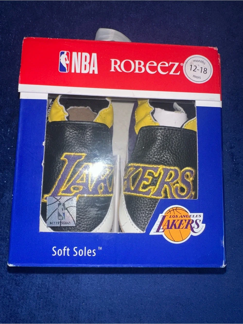 Robeez NBA LA Lakers Logo Soft Soles Baby Slip On Crib Shoes Size 12-18 NEW
